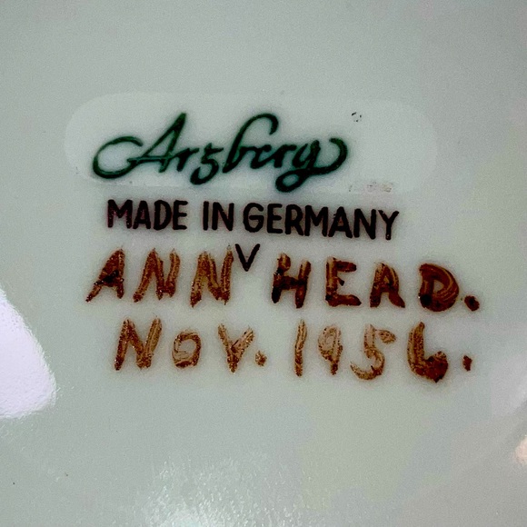 Vintage Arzberg Hand Painted 1956 Yellow Roses 10” Plate Artist Signed Floral - Picture 4 of 5